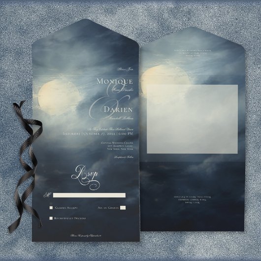Donker Gotisch Volle Maan Nachthemel Geen Diner All In One Uitnodiging
