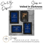 Donker Gotisch Zwart Bloemen Satijn Damast Blauw H RSVP Kaartje