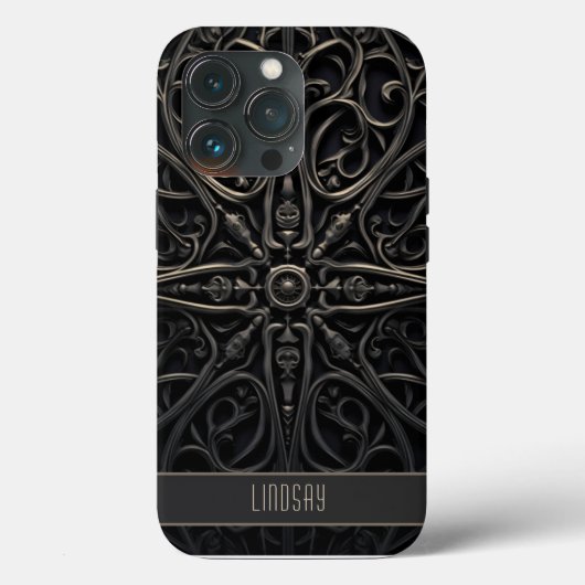 Donker Gotisch Zwart & Brons Filigraan Case-Mate iPhone Case (Achterkant)