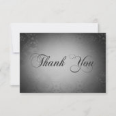  donker gotisch zwart damast bruiloft bedankkaart (Voorkant)