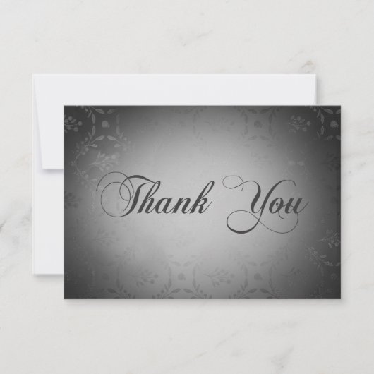 donker gotisch zwart damast bruiloft bedankkaart (Voorkant)