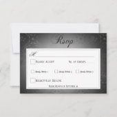  donker gotisch zwart damast bruiloft diner RSVP kaartje (Voorkant)