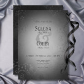  donker gotisch zwart damast bruiloft kaart