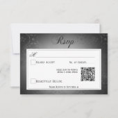  donker gotisch zwart damast bruiloft QR-code RSVP Kaartje (Voorkant)