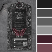 Donker Gotisch Zwart & Grijs Filigraan Moth QR Cod All In One Uitnodiging