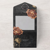 Donker Gotisch Zwart & Grijs Roest Roos Geen Diner All In One Uitnodiging (Buitenkant)