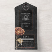 Donker Gotisch Zwart & Grijs Roest Roos Geen Diner All In One Uitnodiging (Binnen)