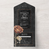 Donker Gotisch Zwart & Roest Roos Diner All In One Uitnodiging (Binnen)