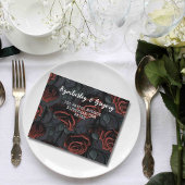 Donker Gotisch Zwart Rood Rose Bloemen QR Code Fot All In One Uitnodiging