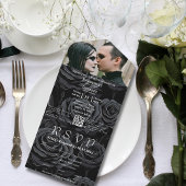 Donker Gotisch Zwart Roos Bloemen QR Code Foto All In One Uitnodiging