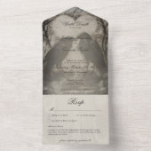 Donker Gotisch Zwart & Tan Raven Diner w / Details All In One Uitnodiging (Binnen)