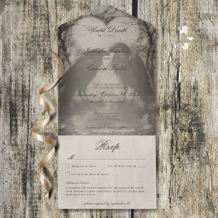 Donker Gotisch Zwart & Tan Raven Diner w / Details All In One Uitnodiging