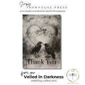 Donker Gotisch Zwart & Tan Raven Paar Bruiloft Bedankkaart