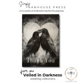 Donker Gotisch Zwart & Tan Raven Paar Bruiloft Bedankkaart
