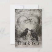 Donker Gotisch Zwart & Tan Raven Paar Bruiloft Bedankkaart (Voorkant)