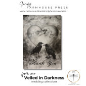 Donker Gotisch Zwart & Tan Raven Script Bruiloft Bedankkaart