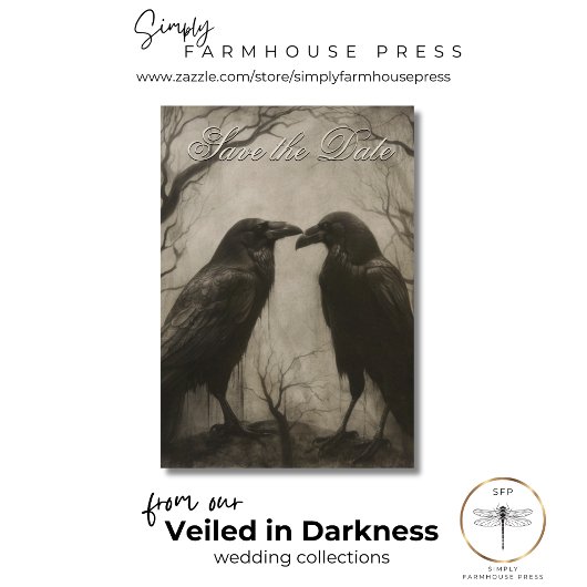 Donker Gotisch Zwart & Tan Raven Script Bruiloft Save The Date