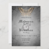 Donker Gotisch Zwart Waterverf Bruin Moth Bruiloft Kaart (Voorkant)