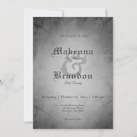 Donker Gotisch Zwart Waterverf Moth Bruiloft Kaart (Voorkant)