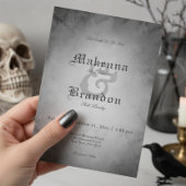 Donker Gotisch Zwart Waterverf Moth Bruiloft Kaart