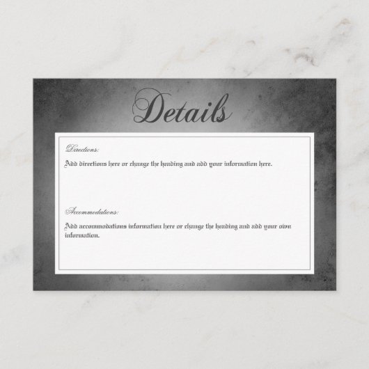 Donker Gotisch Zwart Waterverf Moth Details Informatiekaartje (Voorkant)