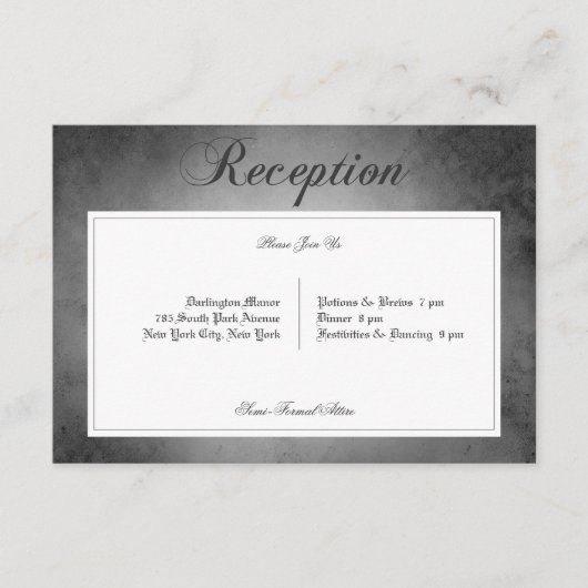 Donker Gotisch Zwart Waterverf Moth Receptie Informatiekaartje (Voorkant)