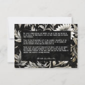 Donker Gotisch  Zwart & Wit Bloemen Damast Bedankkaart (Achterkant)