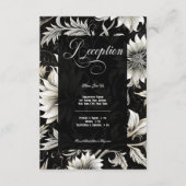 Donker Gotisch  Zwart & Wit Bloemen Damast Informatiekaartje (Voorkant)