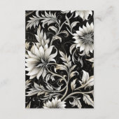 Donker Gotisch  Zwart & Wit Bloemen Damast Informatiekaartje (Achterkant)