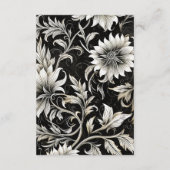 Donker Gotisch  Zwart & Wit Bloemen Damast Informatiekaartje (Achterkant)