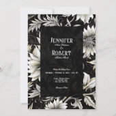 Donker Gotisch  Zwart & Wit Bloemen Damast Kaart (Voorkant)