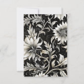 Donker Gotisch  Zwart & Wit Bloemen Damast RSVP Kaartje (Achterkant)