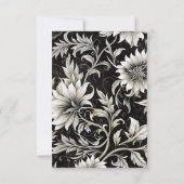 Donker Gotisch  Zwart & Wit Bloemen Damast Save The Date (Achterkant)