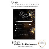 Donker Gotisch Zwart & Wit Orchidee Spells Diner RSVP Kaartje