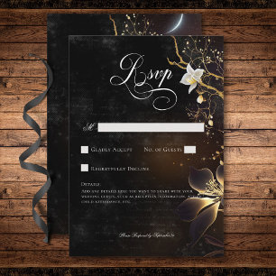 Donker Gotisch Zwart & Wit Orchidee spreuken Geen  RSVP Kaartje