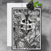 Donker Gotisch Zwart & Wit Skelet Paar QR Code RSVP Kaartje