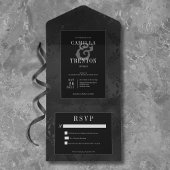 Donker Gotisch Zwart & Zwart Bloemen Satijn Geen D All In One Uitnodiging