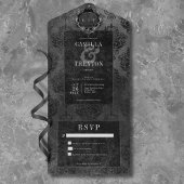 Donker Gotisch Zwart & Zwart Damask Geen Diner All In One Uitnodiging