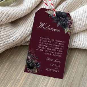 Donker Gotische Bloemen Bestemming Bruiloft Welkom Cadeaulabel