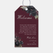 Donker Gotische Bloemen Bestemming Bruiloft Welkom Cadeaulabel (Voorkant)