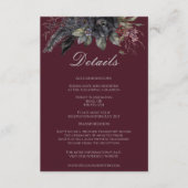 Donker Gotische Bloemen Bourgondië Formele Bruilof Informatiekaartje (Voorkant)