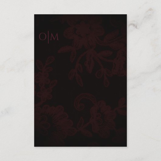 Donker Gotische Bloemen Bourgondië Formele Bruilof Informatiekaartje (Achterkant)