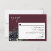Donker Gotische Bloemen Bourgondische bruiloft Men RSVP Kaartje (Voorkant)