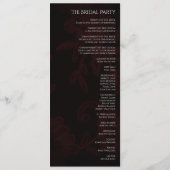 Donker Gotische Bloemen Bourgondische bruiloft Programmakaart (Achterkant)