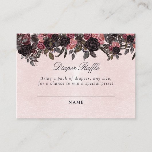 Donker Gotische Bloemen Halloween Luier Raffle Tic Informatiekaartje (Voorkant)