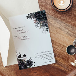 Donker Gotische Bloemen Witte Bruiloft Kaart