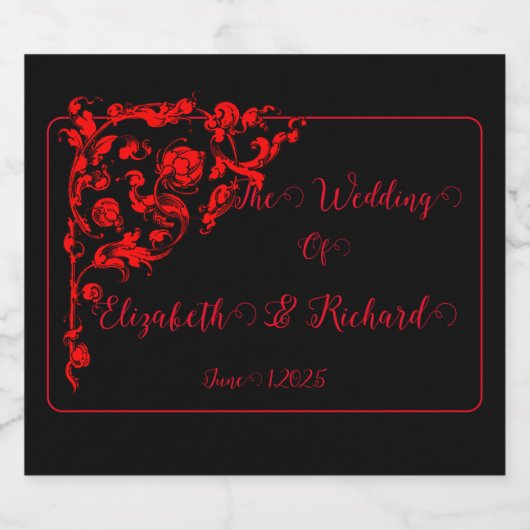 Donker Gotische bruiloft Sparkling Wijnetiket (Enkel label)