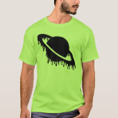 Donker Gotische Dripping Planet Saturn Silhouet T-shirt (Voorkant)