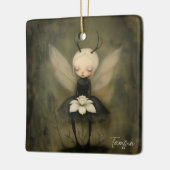 Donker Gotische Fairy met Bloem Custom Naam & Jaar Keramisch Ornament (Links)