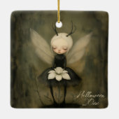 Donker Gotische Fairy met Bloem Custom Naam & Jaar Keramisch Ornament (Achterkant)